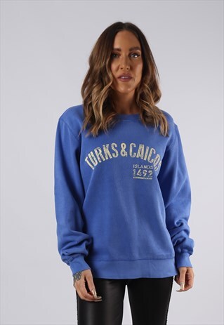 VINTAGE SWEATSHIRT JUMPER OVERSIZED PRINT LOGO UK 14 (CCX)