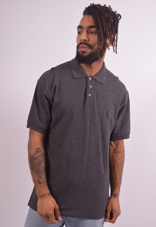 CALVIN KLEIN MENS VINTAGE POLO SHIRT LARGE GREY 90S