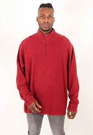 VINTAGE RALPH LAUREN CHAPS 1/4 ZIP NECK JUMPER RED