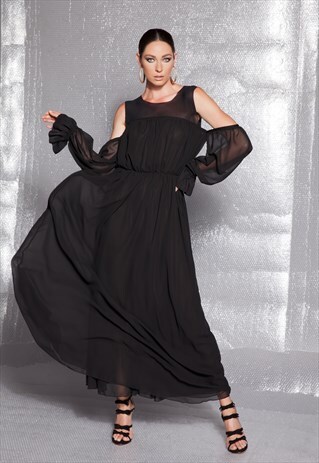 BLACK MAXI DRESS/ HOLIDAY DRESS/EVENING DRESS/COCKTAIL DRESS
