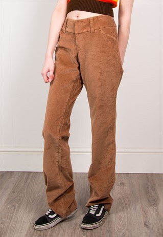 VINTAGE 90'S BROWN CORD HIGH WAIST TROUSERS