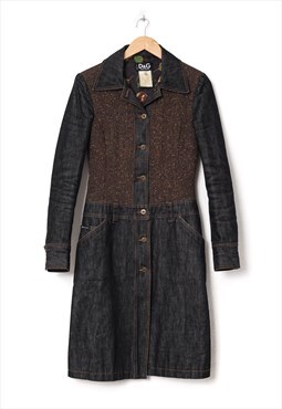 DOLCE & GABBANA Coat Jacket Denim Tweed Wool Herringbone