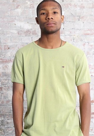 VINTAGE TOMMY HILFIGER CHEST LOGO T-SHIRT GREEN