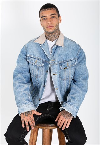 VINTAGE 80S ORIGINAL LEE SHEEPSKIN DENIM JACKET / S8515