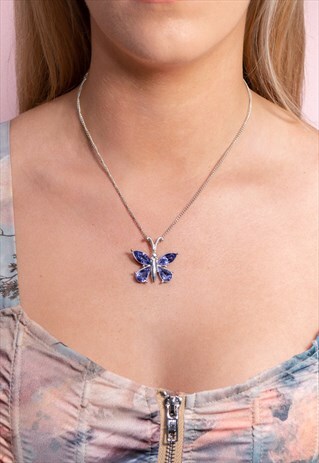 VINTAGE PURPLE BUTTERFLY NECKLACE