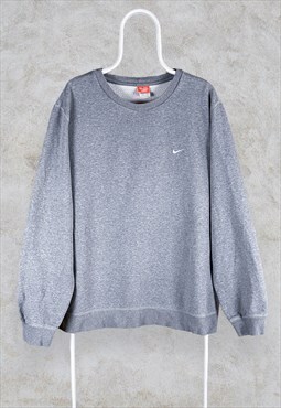 Vintage Grey Nike Sweatshirt Embroidered Swoosh Mens XXL