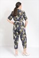 VINTAGE 80'S JUMPSUIT IN PRINTED ABSTRACT PATTERN