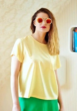Yellow vintage short sleeve blouse