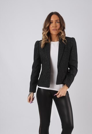 BLAZER TAILORED JACKET VINTAGE PATTERNED VINTAGE UK 8 (DKHC)