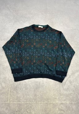 Vintage St Michael Knitted Jumper Abstract Patterned Sweater