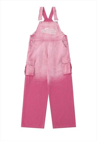Denim dungarees jean overalls bleached jumpsuit pastel pink