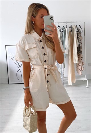 CREAM UTILITY PLAYSUIT