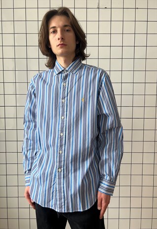 Vintage POLO RALPH LAUREN Shirt Striped 90s Blue