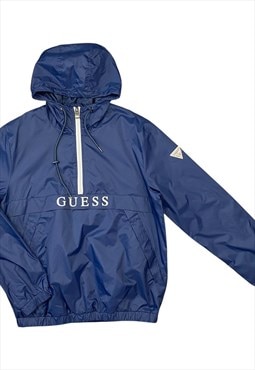 Guess Vintage Men's Navy 1/2 Zip Windbreaker Jacket