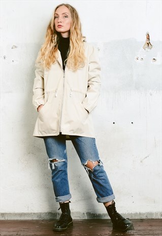 VINTAGE 70S BEIGE HOODED PARKA JACKET
