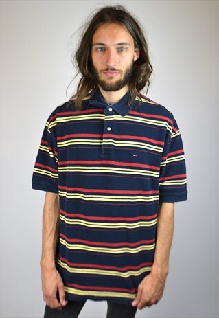 VINTAGE 90'S TOMMY HILFIGER STRIPED POLO SHIRT