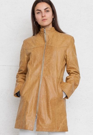 VINTAGE BROWN LEATHER COAT