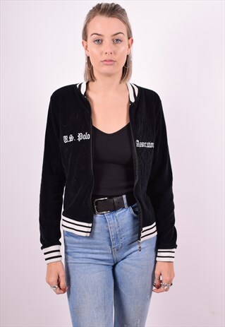WOMENS VINTAGE VELVET TRACKSUIT TOP JACKET MEDIUM 90'S