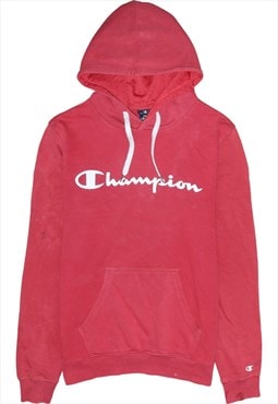 Vintage 90's Champion Hoodie Spellout Pullover Red Small