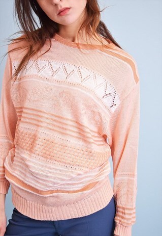 LOVELY 70'S RETRO PASTEL KNIT OVERSIZED JUMPER TOP