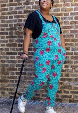 Dragon and floral retro indie style dungarees 