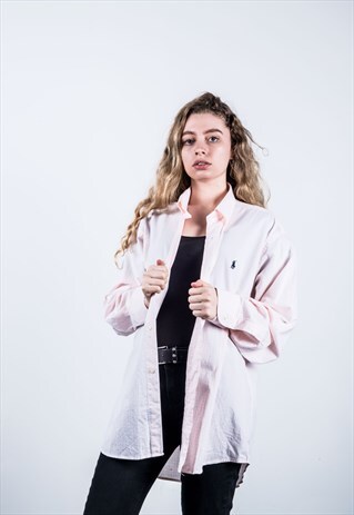 POLO RALPH LAUREN VINTAGE 1990S PINK AND WHITE CHECKED SHIRT
