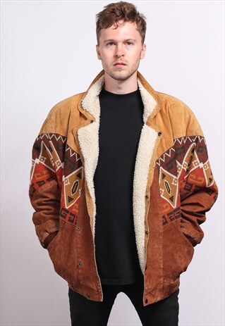 VINTAGE AZTEC INCA FESTIVAL FLEECE JACKET