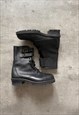 Vintage real leather lace up ankle boots in black