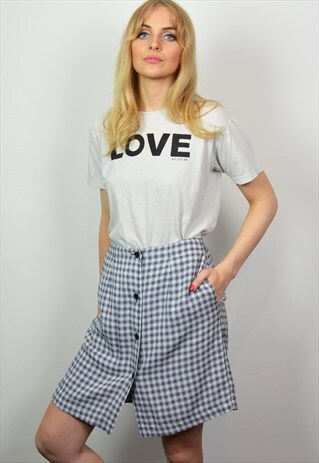 VINTAGE 90S BLACK GINGHAM HIGH WAISTED MINI SKIRT / SHORTS