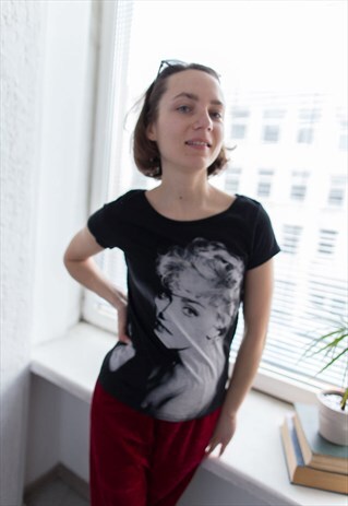 VINTAGE 90'S BLACK COTTON MADONNA T-SHIRT
