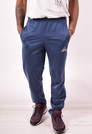 ADIDAS MENS VINTAGE TRACKSUIT TROUSERS LARGE BLUE 90S
