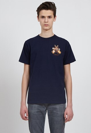 90S VINTAGE NAVY HARD ROCK CAFE LOGO CREW NECK T-SHIRT
