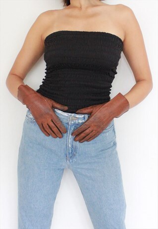 Y2K VINTAGE BROWN LEATHER GLOVES