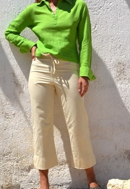 Cream organic cotton 3/4 crop pants.