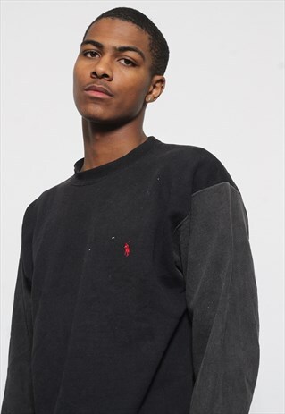VINTAGE RALPH LAUREN LOGO SWEATSHIRT BLACK GREY