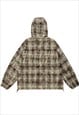 CHECK PRINT HOODIE TIE-DYE PULLOVER PLAID WINDBREAKER JACKET