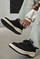 CHUNKY SOLE SNEAKERS RETRO CLASSIC PLATFORM TRAINERS BLACK 