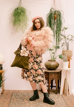 Vintage Y2K cord/ velvet vintage floral handbag