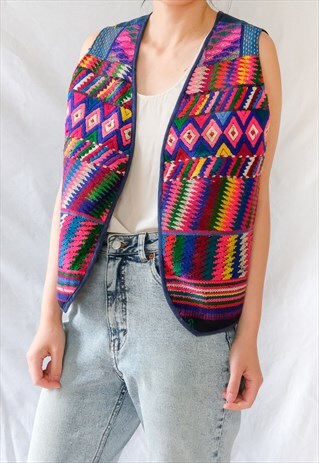 VINTAGE ETHNIC VEST IN RAINBOW COLORS
