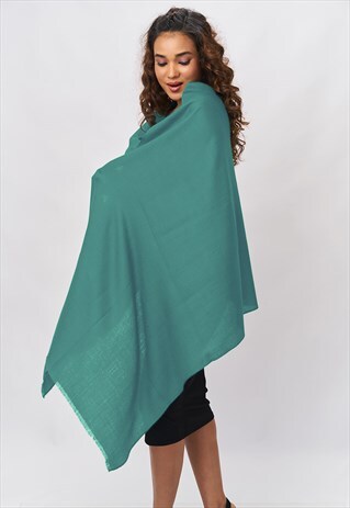 'KATIE' CASHMERE SCARF - TEAL TOPAZ