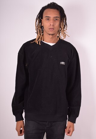 UMBRO MENS VINTAGE FLEECE JUMPER XL BLACK 90S