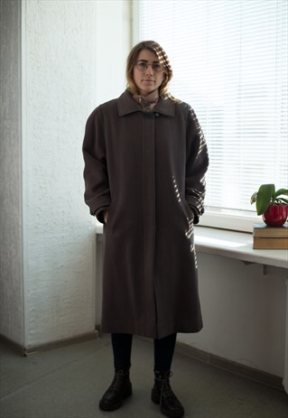 VINTAGE 80'S BROWN WOOL WINTER COAT