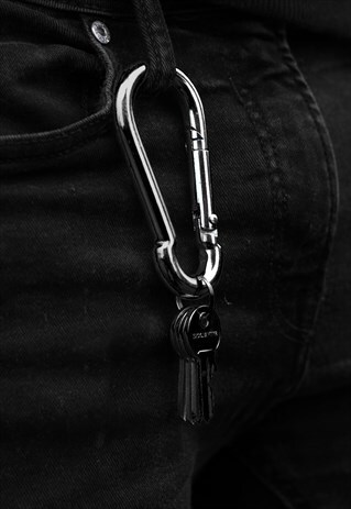 2 PACK LARGE CARABINER TROUSER BELT KEY ATTACHMENT - BLACK