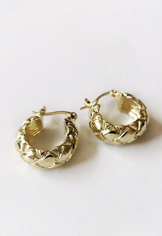 MINI GOLD FLAT TEXTURED HOOP EARRINGS