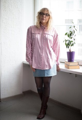 VINTAGE 80'S LILAC HIGH COLLAR BLOUSE