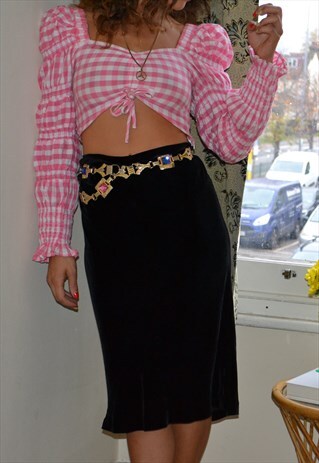 VINTAGE 90S VELVET BIAS CUT GRUNGE MIDI SKIRT