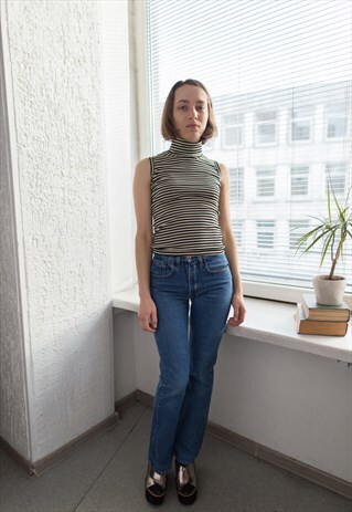 VINTAGE 80'S BLUE HIGH WAISTED STRAIGHT JEANS