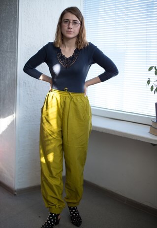 VINTAGE 90'S MUSTARD YELOW SPORTS JOGGERS
