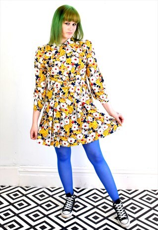 VINTAGE 60'S SWEDISH SCANDINAVIAN FLORAL PRINT DRESS