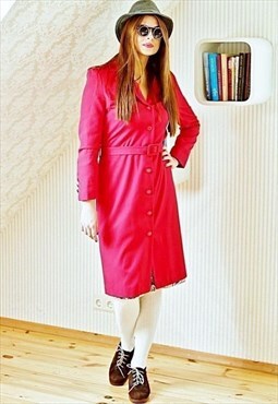 Red vintage trench rain coat long jacket